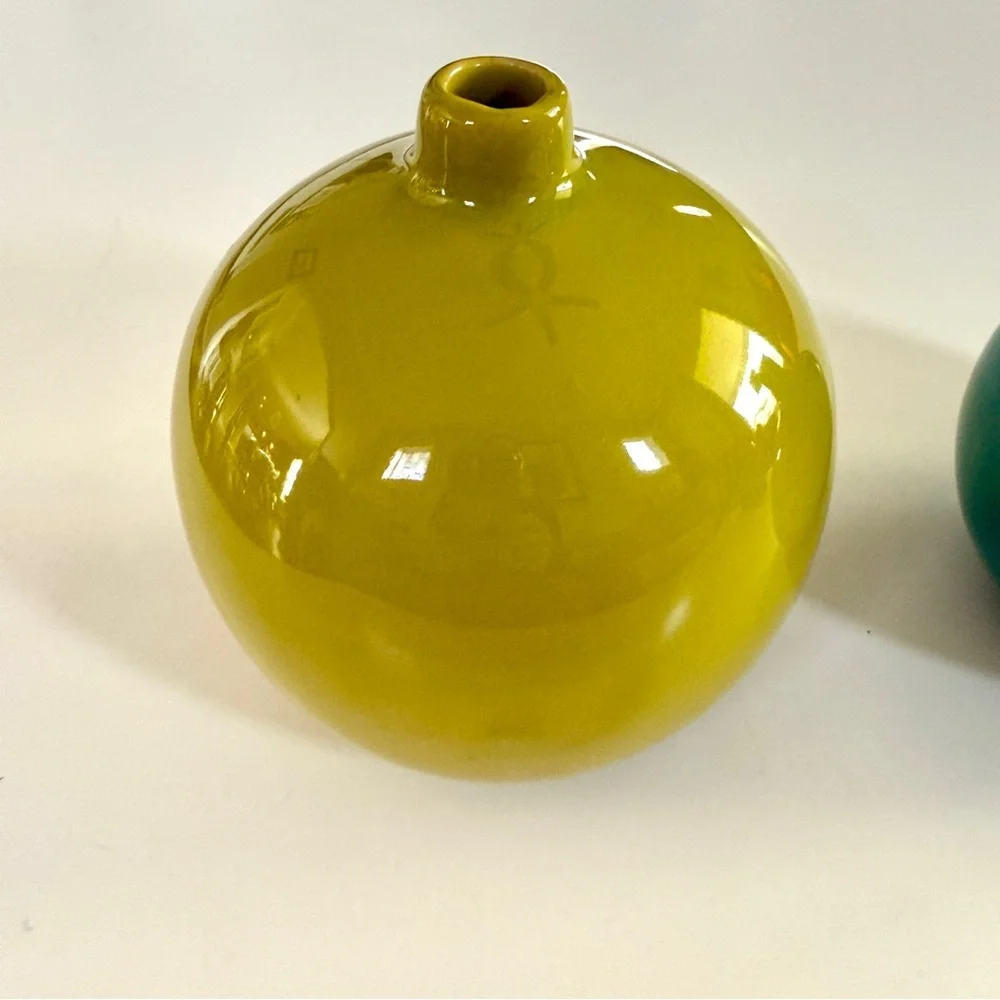 Crate&Barrel Lime and Teal Bud Vase Duo